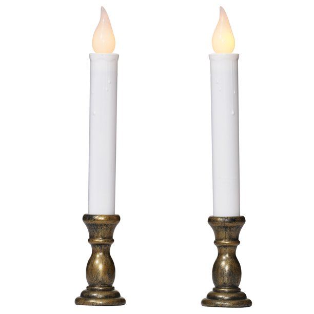 Holiday Time 9.5-inch Battery Operated LED Flickering Candle Lamps, White, 2 Pack - Walmart.com | Walmart (US)