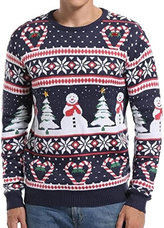 *daisysboutique* Men's Holiday Reindeer Snowman Santa Snowflakes Sweater | Amazon (US)