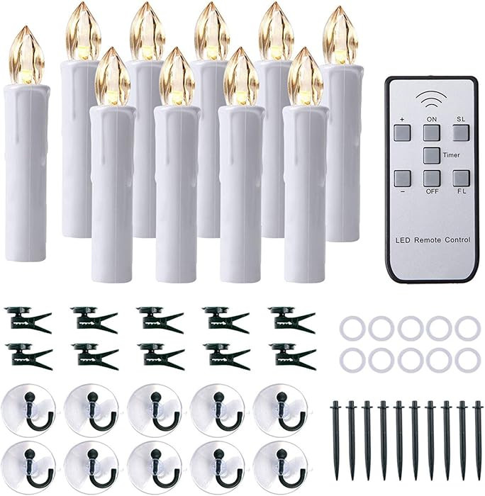 10 PCS Flameless Tapers - Battery Operated LED Window Candles with Remote Updated Timer Function ... | Amazon (US)
