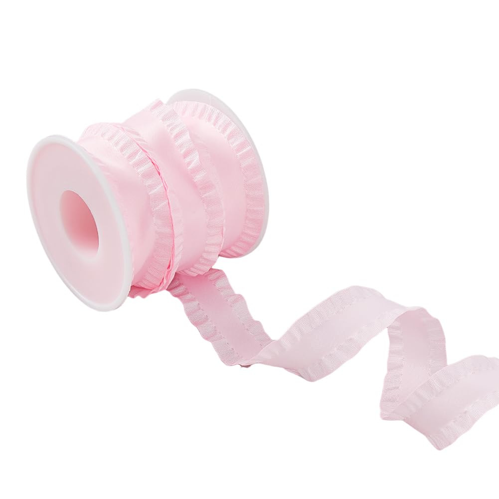 Amazon.com: Hobbspring 10 Yards Double Ruffle Ribbon Trim Pink 7/8 inch(22mm) Wide Ruffle Pleated... | Amazon (US)