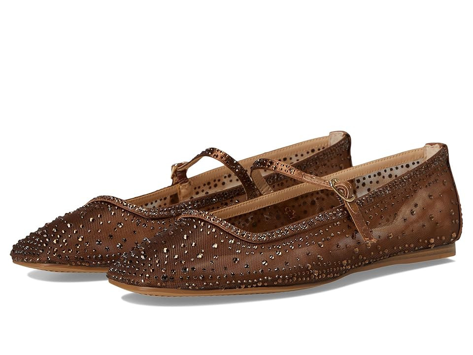 Dolce Vita Reyes Crystal Women's Flat Shoes Mid Brown Mesh : 9.5 M, Leather | Zappos