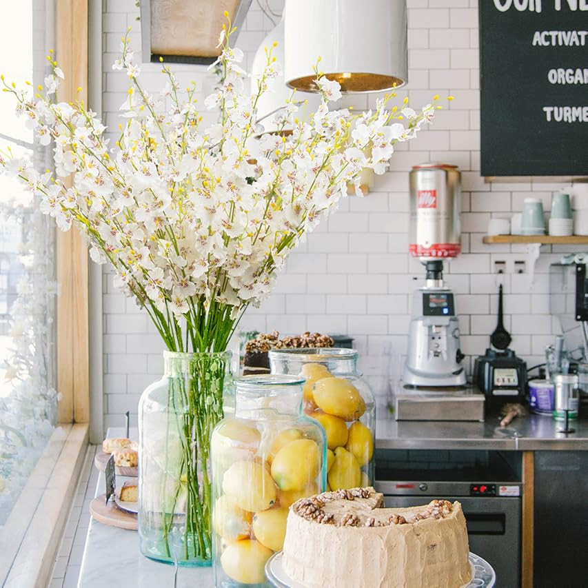 BOMAROLAN Artificial Orchid Silk Fake Flowers Faux Dancing Lady Orchids Stems Flower 10 Pcs Real Tou | Amazon (US)