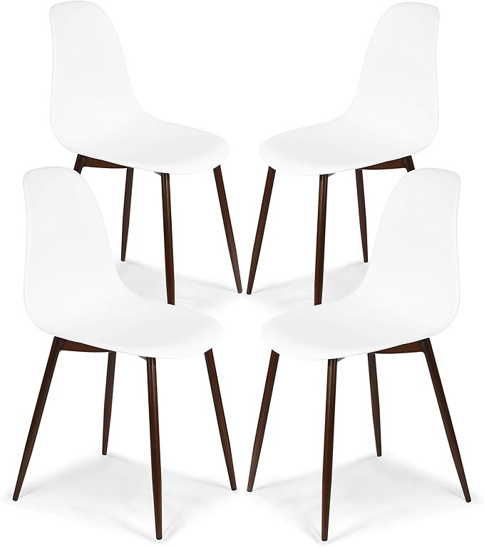 EdgeMod Landon Sculpted Dining Chair, Set of 4, White | Amazon (US)