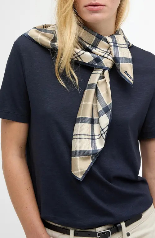 Barbour Kinsale Tartan Square Scarf in Dress Indigo Tartan at Nordstrom | Nordstrom