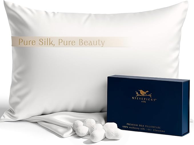 100% Pure Mulberry Silk Pillow cases, 22 Momme 6A High-Grade Fibers (1pc White, Standard 20x26 in... | Amazon (US)