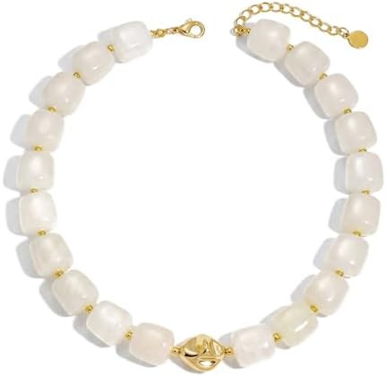 Beaded Necklaces for Women Boho Chunky Necklace Statement Big Resin Bead Choker Fashion Summer Be... | Amazon (US)