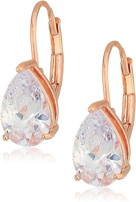 Amazon Collection Sterling Silver Pear Cut Cubic Zirconia Leverback Earrings | Amazon (UK)