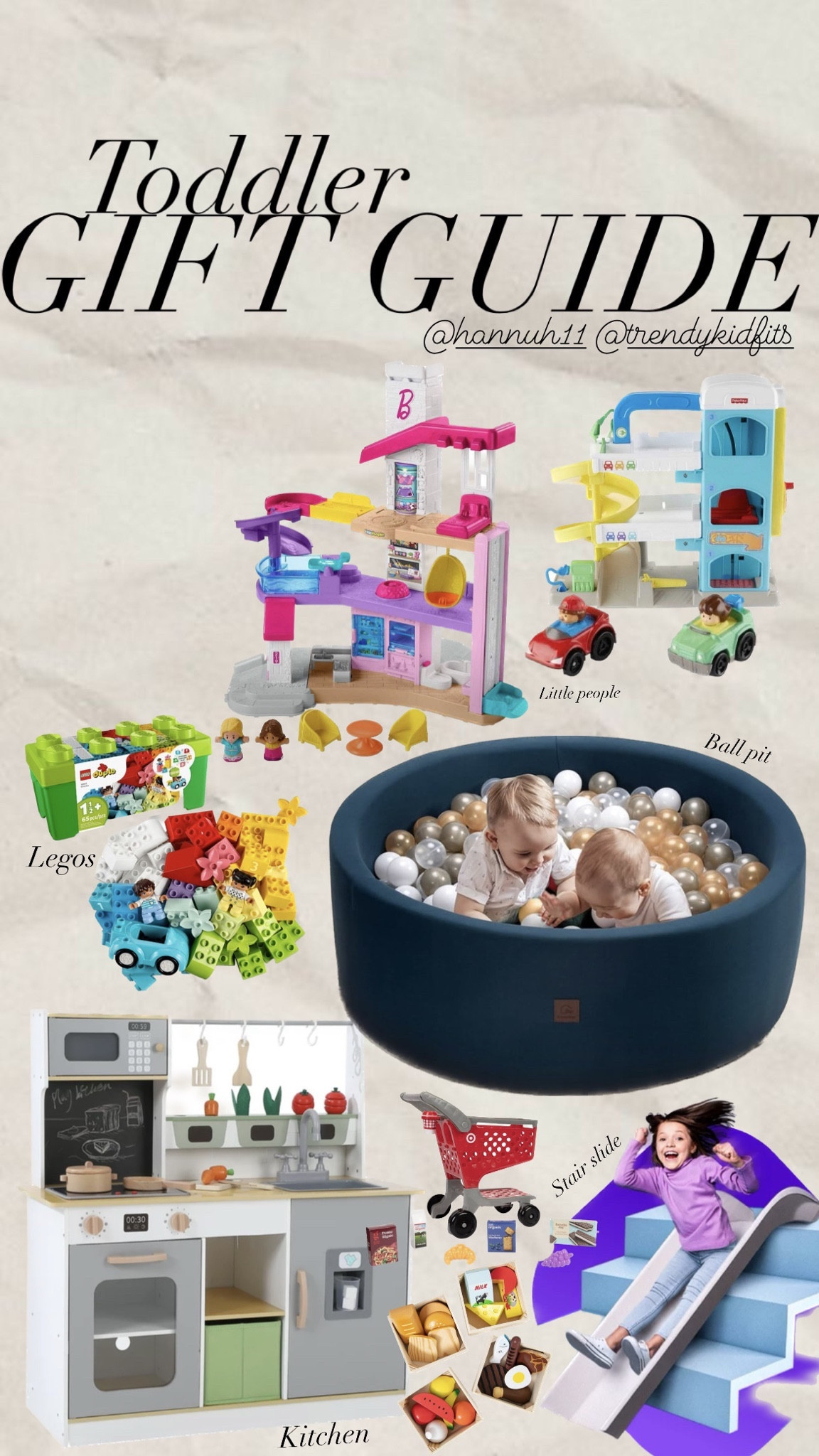Toddler gift guide- all toddler basic favorites- little people, Lego duplo, ball pit , play kitchen , stair slide 

#LTKkids #LTKGiftGuide