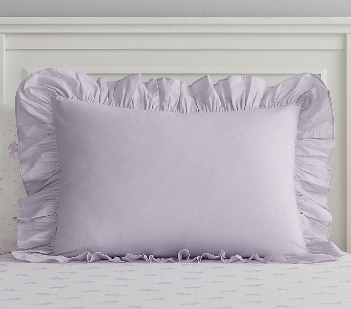 Chambray Ruffle Organic Duvet Cover & Shams | Pottery Barn Kids