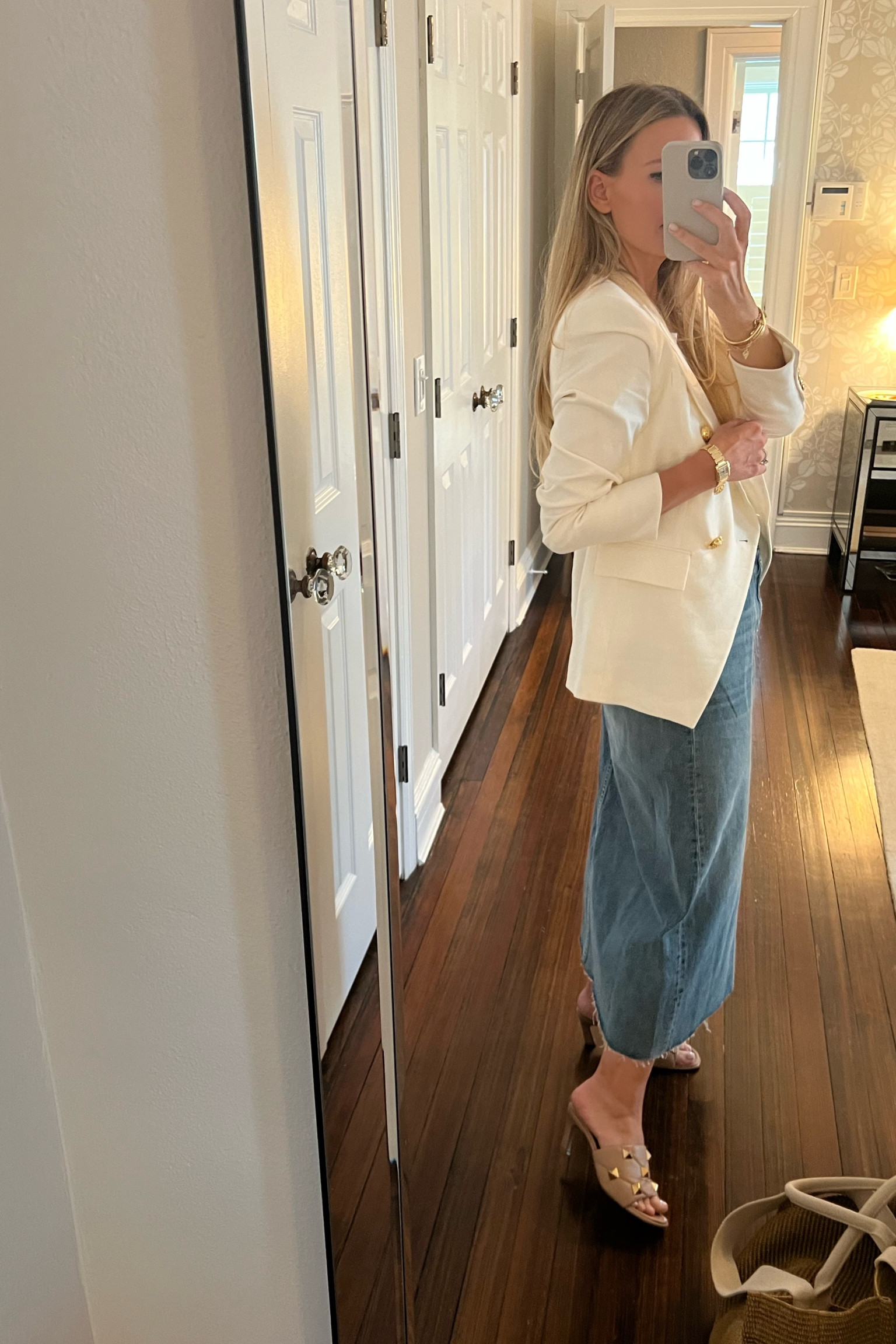 Slvrlake denim skirt, linen VB blazer , day to night 

#LTKworkwear #LTKSeasonal #LTKstyletip