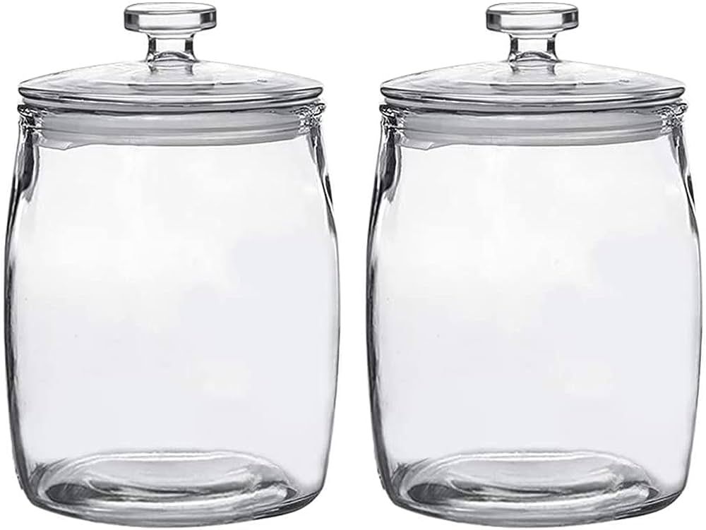 Glass Canisters for Kitchen Storage, 1/2 Gallon Glass Jars with Lid for Flour, Sugar, Set of 2 Wi... | Amazon (US)
