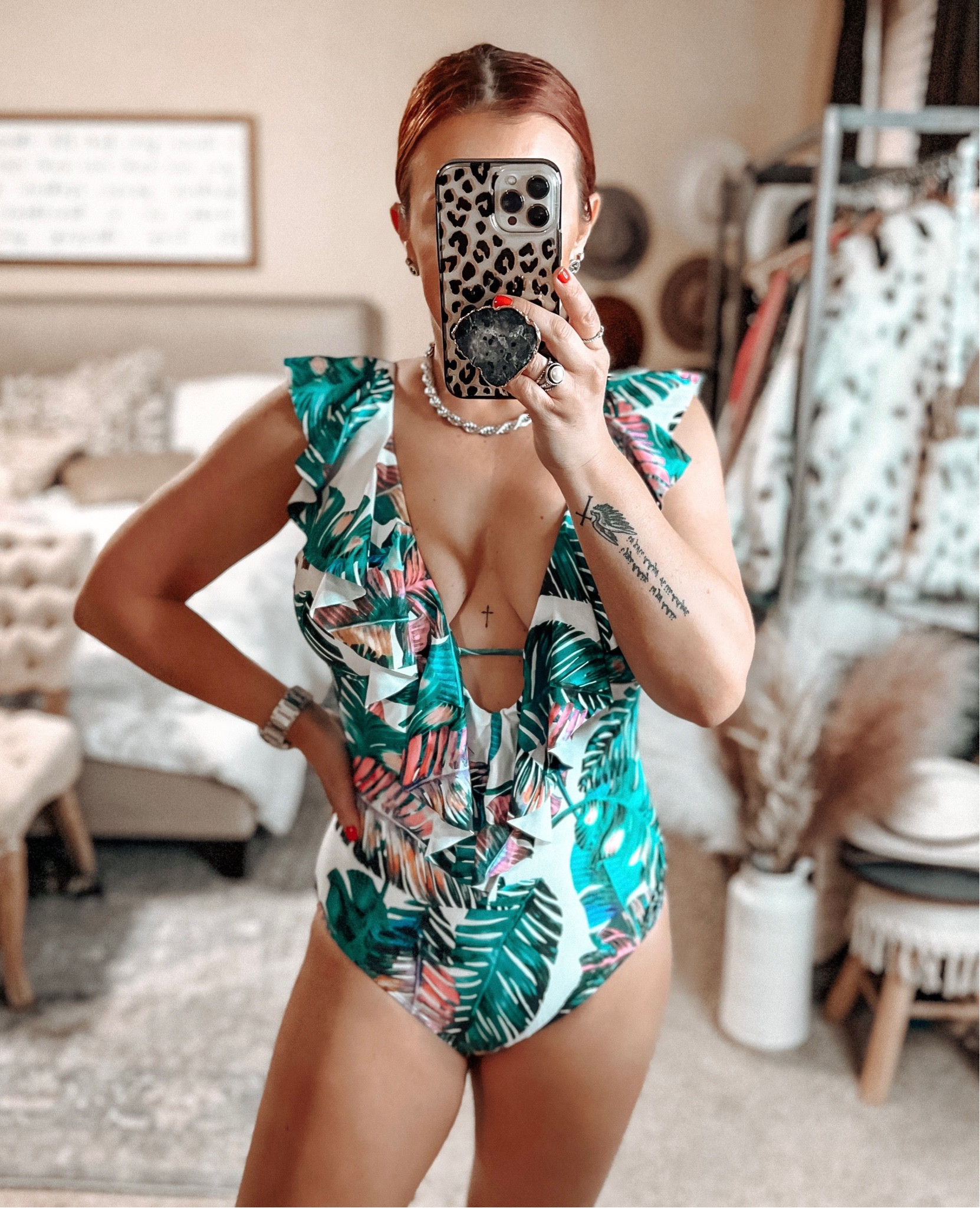 Amazon palm print one-piece swim
Dressed in Delight 

#LTKswim #LTKunder50