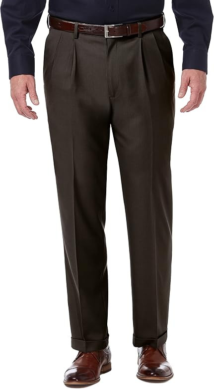 Haggar Men's Premium Comfort Dress Pant-Straight Fit Flat Front (Regular and Big & Tall Sizes) | Amazon (US)