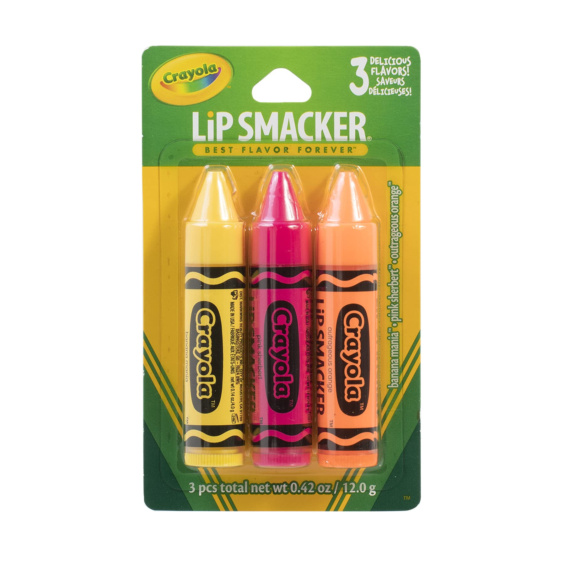 Lip Smacker Crayola Crayon Flavored Lip Balm - Moisturizing, Soothing Trio Banana Mania, Pink She... | Amazon (US)