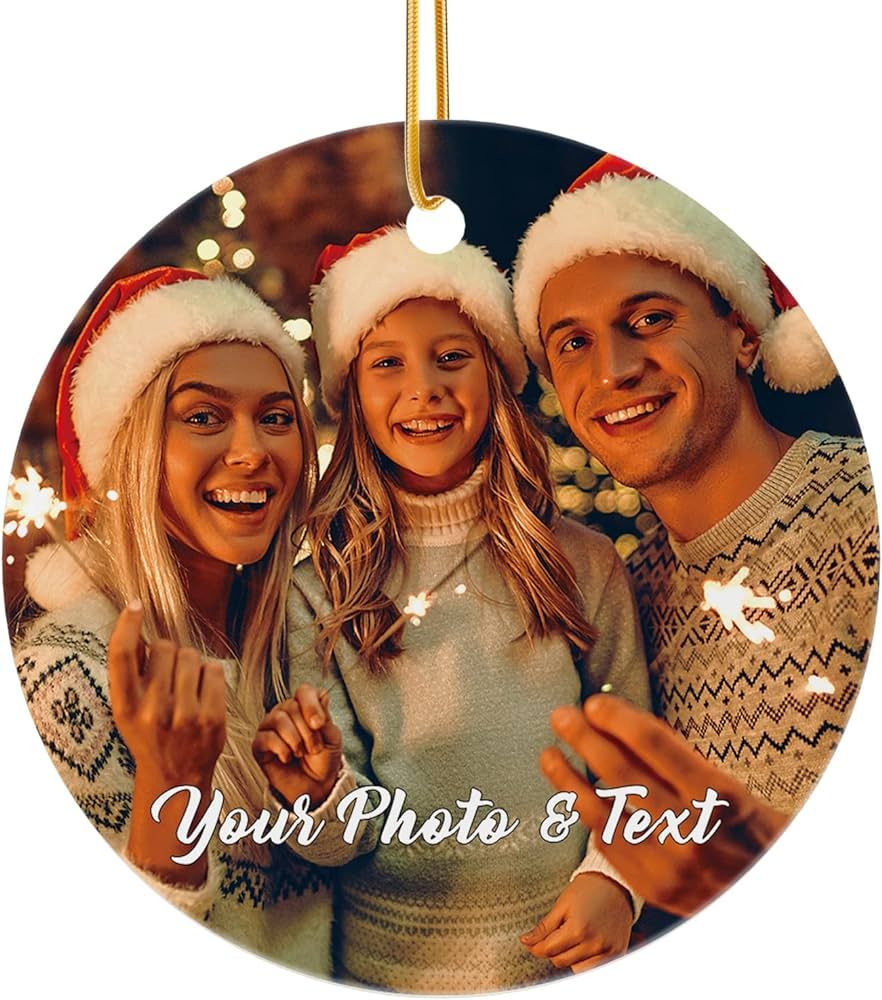 Personalized Christmas Ornaments with Photo - Custom Picture Text Ornaments for Christmas 2023, C... | Amazon (US)