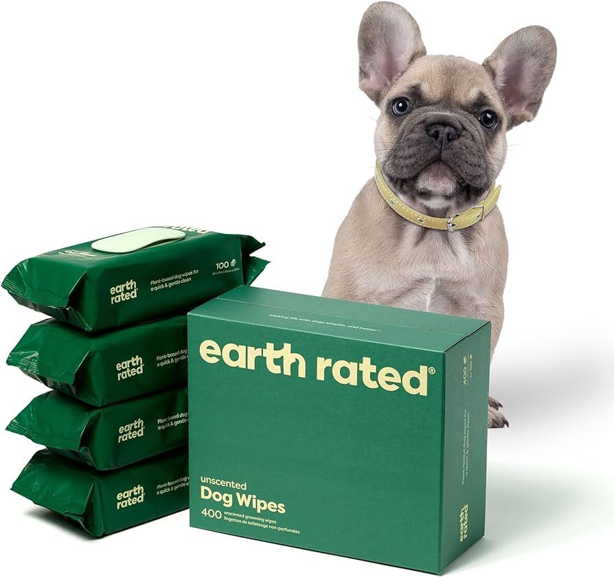 Earth Rated Dog Wipes, New Look, Thick Plant Based Grooming Wipes For Easy Use on Paws, Body and ... | Amazon (US)