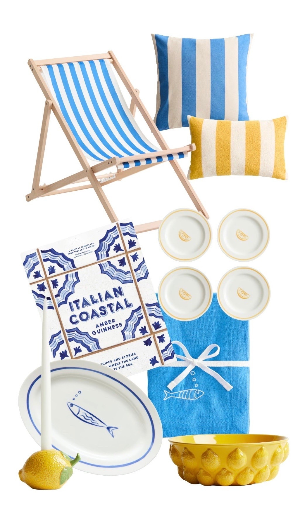 Part 2 of my feature on the fab new arrivals at H&M Home! Amalfi vibes are go with blue and yellow stripes, a fun deckchair for the garden or beach, lemon stoneware that will make your tablescape pop, as will cute embroidered napkins and pretty crockery with blue and yellow borders. They also have some great cookbooks to get you fully in the mood! ☀️ 

PS I also spotted some goodies at John Lewis so do check the product list

#LTKeurope #LTKhome #LTKuk #LTKsummer