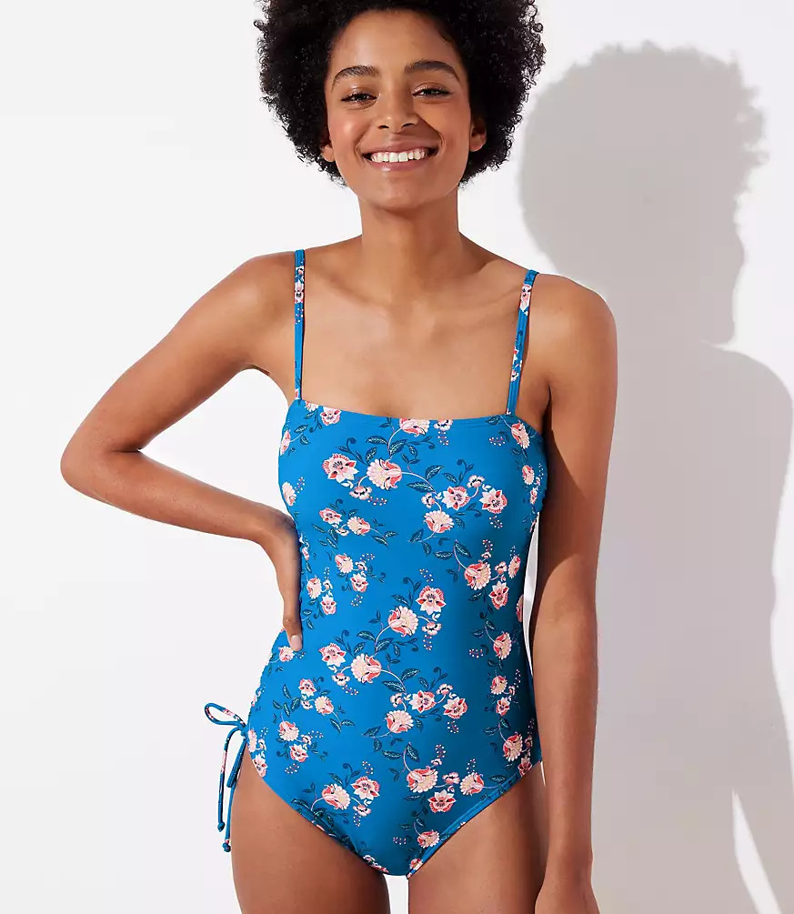 LOFT Beach Garden Shirred One Piece Swimsuit | LOFT