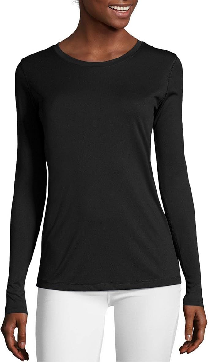 Hanes Women's Sport Cool Dri Long Sleeve Crewneck T-Shirt, Moisture-Wicking Performance Tee | Amazon (US)