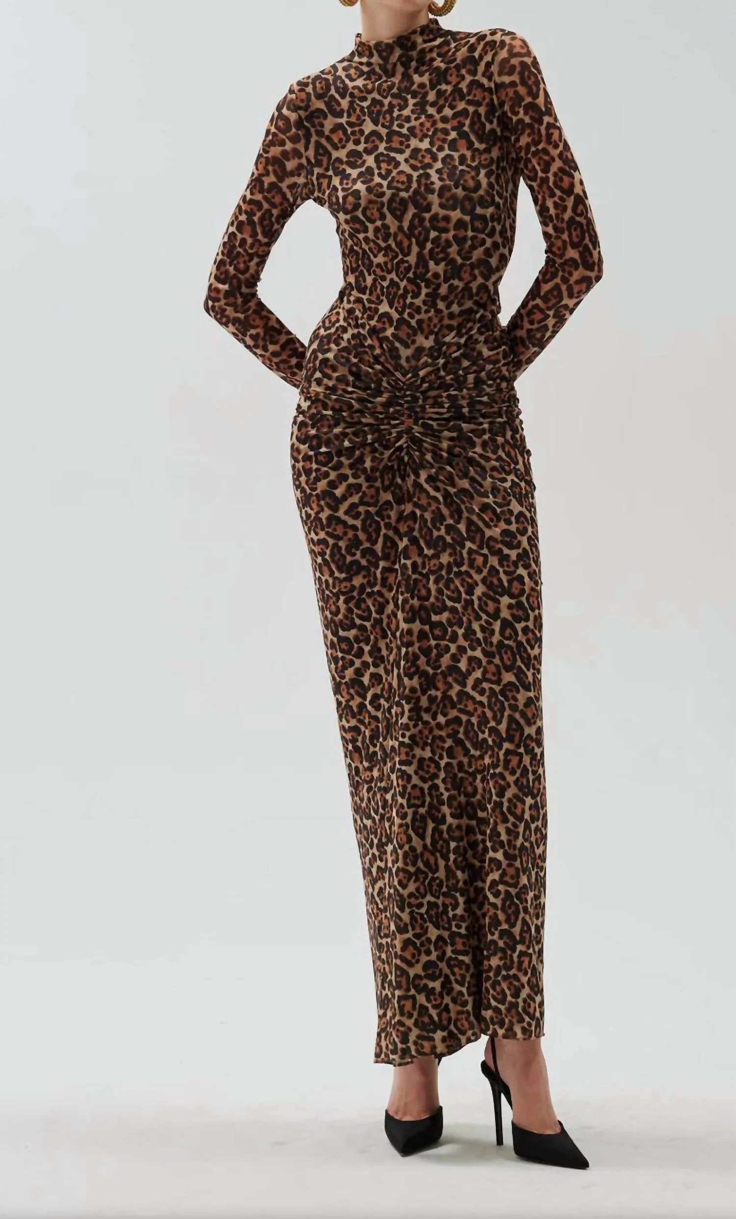 Scorpio Leopard Ruched Maxi Dress | Shop Simon