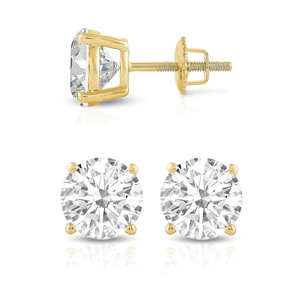 Everyday Elegance Solid 14K White Yellow Rose Gold Cubic Zirconia Solitaire Stud Earrings Women i... | Amazon (US)