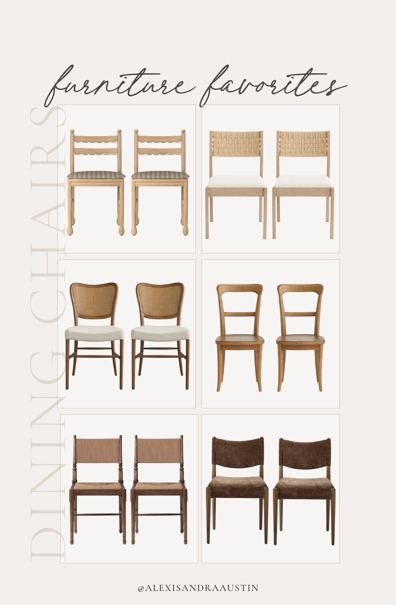 Neutral dining room chair roundup! Loving these wood tones combined with upholstered details for a timeless look.

Home finds, neutral home inspo, dining room inspo, furniture favorites, accent chair roundup, dining chair, neutral wood tones, light wood furniture, dark and moody, Wayfair, Pottery Barn style, spring refresh, Kathy Kuo Home, Arhaus, McGee and Co, shop the look!

#LTKSeasonal #LTKHome