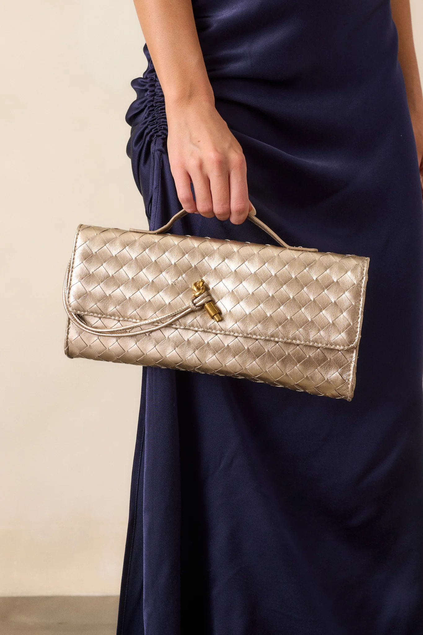 Midnight Sun Gold Woven Clutch | Red Dress