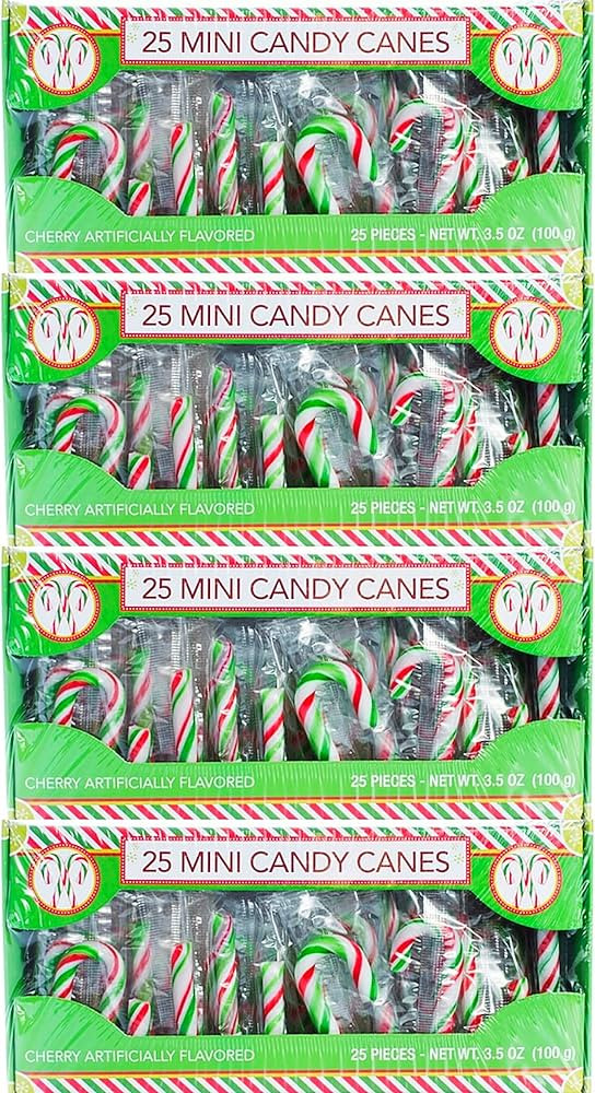 Candy Cane Cherry Flavored | 30 Mini Candy Canes in Each Box - Net 4.2 Oz Pack of 3 - 90 Total Co... | Amazon (US)