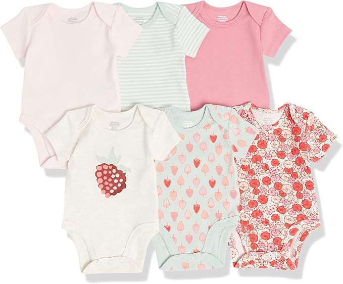 Amazon Essentials Baby Girls' Short-Sleeve Bodysuits, Pack of 6 | Amazon (US)