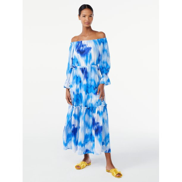Scoop Women's Voluminous Off Shoulder Maxi Dress | Walmart (US)