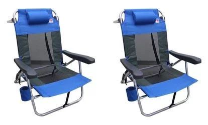 Outdoor Spectator 2 Pack Multiple Positions Beach Chair - Blue | Walmart (US)