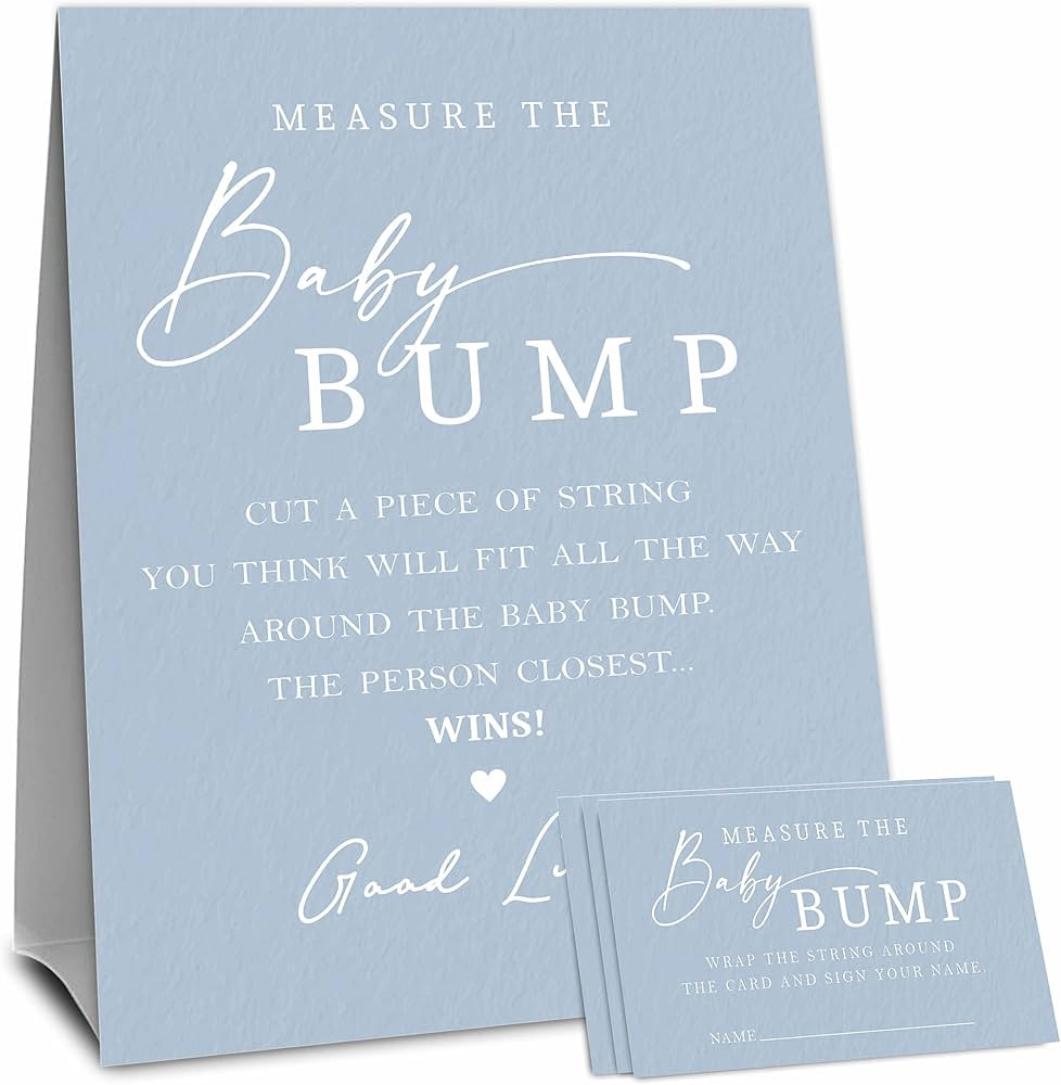 Navy Blue Baby Shower Measure The Baby Bump, Measure Mommy's Belly Game Set - 1 Self-Standing Sig... | Amazon (US)