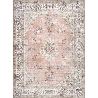 nuLOOM Ren Peach 5 ft. x 8 ft. Machine Washable Vintage Floral Indoor Area Rug-BIRV02A-508 - The ... | The Home Depot