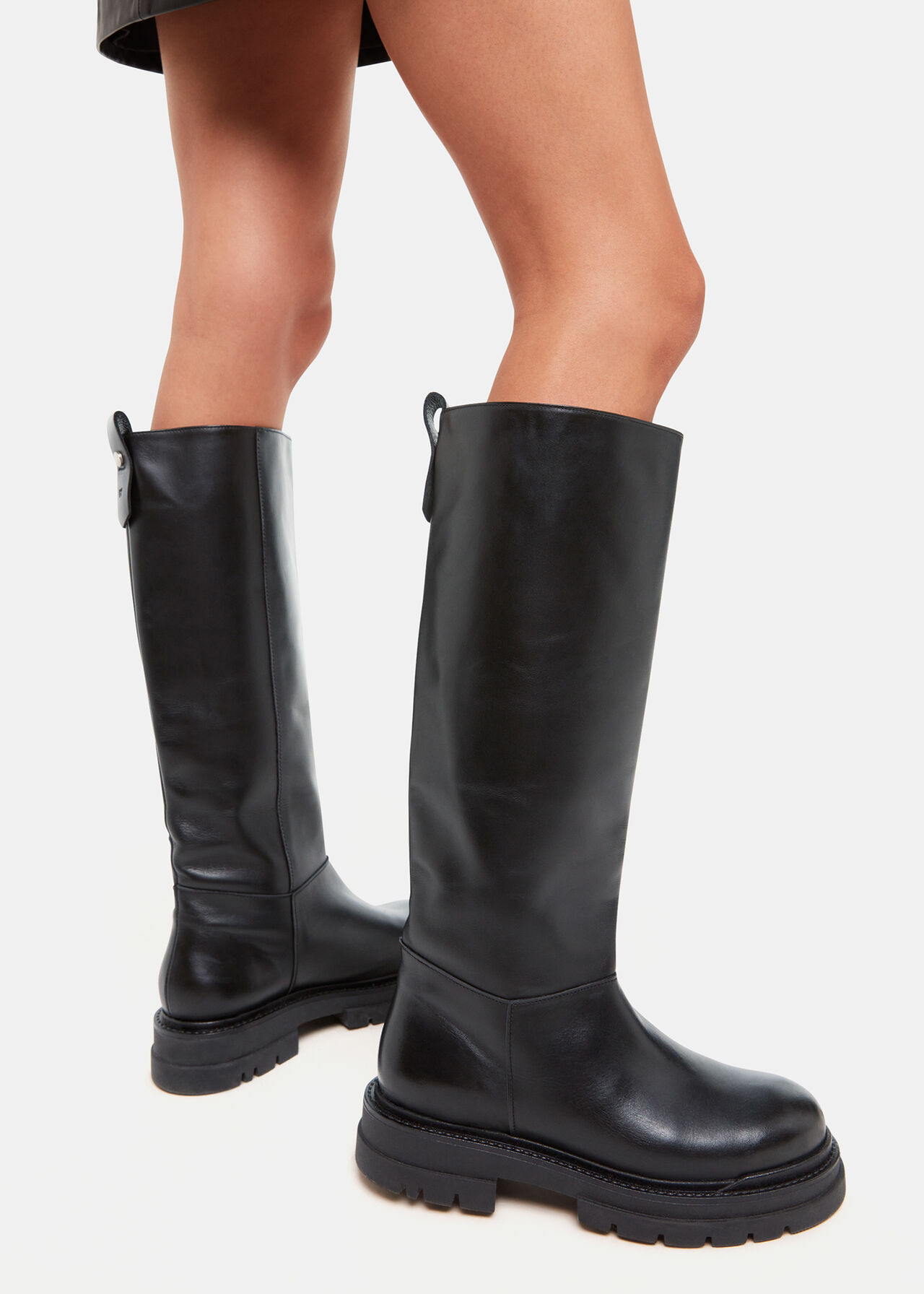 Black Maceo Lug Sole Knee High Boot | WHISTLES | | Whistles