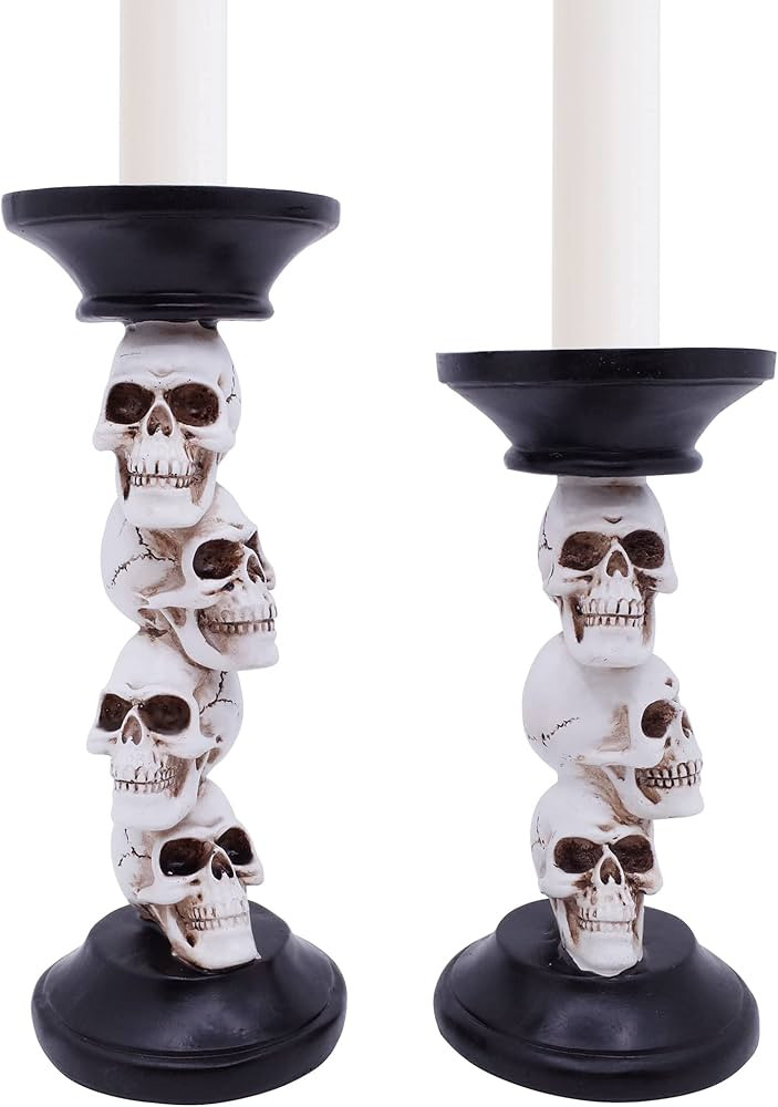 Etistta Halloween Skull Candle Holder for Fireplace Halloween Decorations, 9.5 inch Tall Polyresi... | Amazon (US)