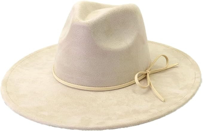 Fedora Hats for Women Man with Big Wide Brim Classic Suede Panama Hat Western Outdoor hat | Amazon (US)