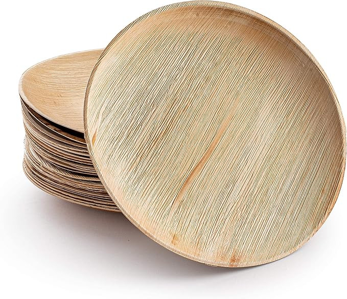 9 inch Party Plates - Palm Leaf Plates Biodegradable Plates - 25 Plates Bamboo-look Disposable Pl... | Amazon (US)