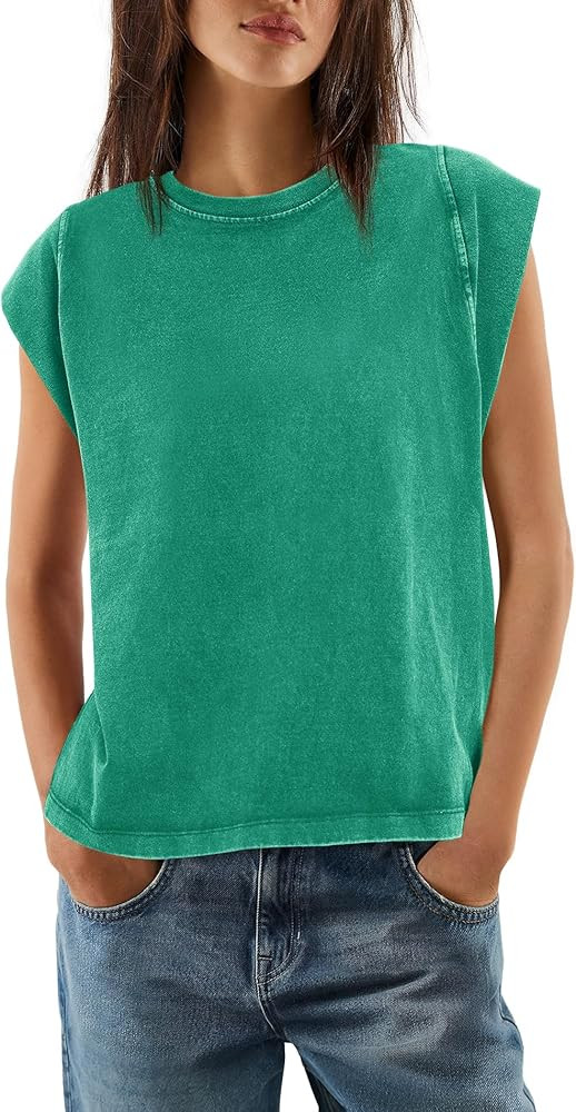 SENSERISE Acid Wash Tshirt Women Vintage Tees Oversized Distressed Washed Shirt Faded Muscle Tee | Amazon (US)