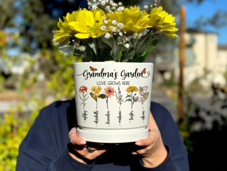 Grandma’s Garden Personalized Flower Pot, Custom Birth Month Flower Gift, Mother’s Day Gift F... | Etsy (US)