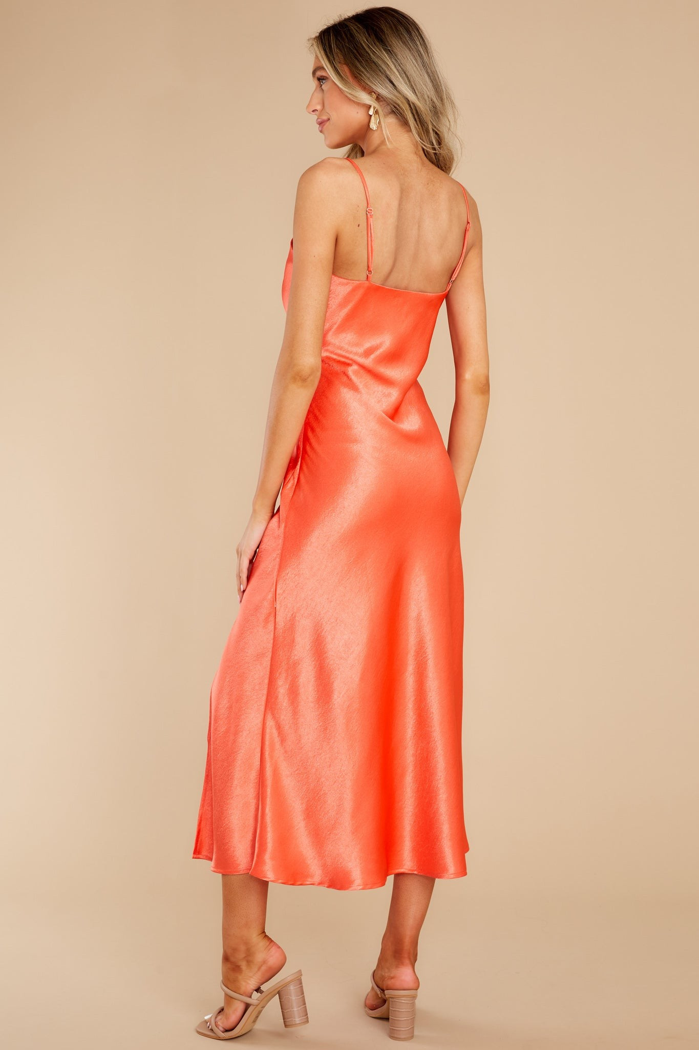 Divine Elegance Coral Red Midi Dress | Red Dress 