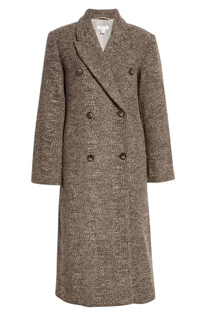 Topshop Herringbone Double Breasted Coat | Nordstrom | Nordstrom