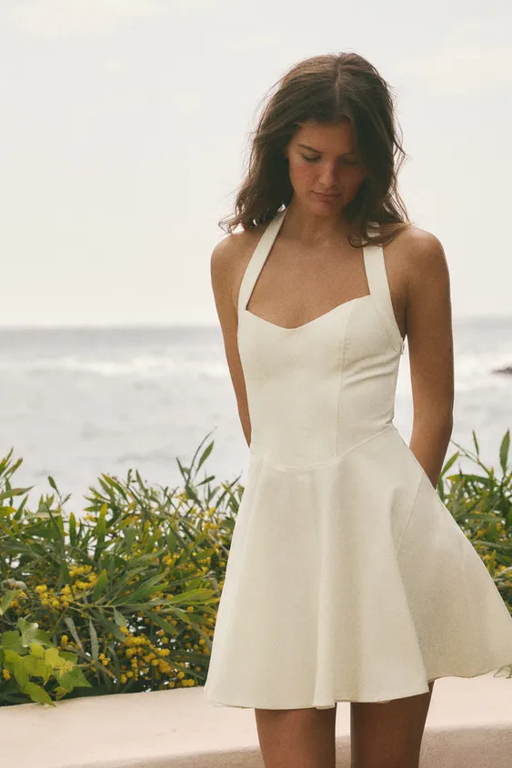 HALTERNECK DRESS WITH POLKA DOT SCARF | Zara UK