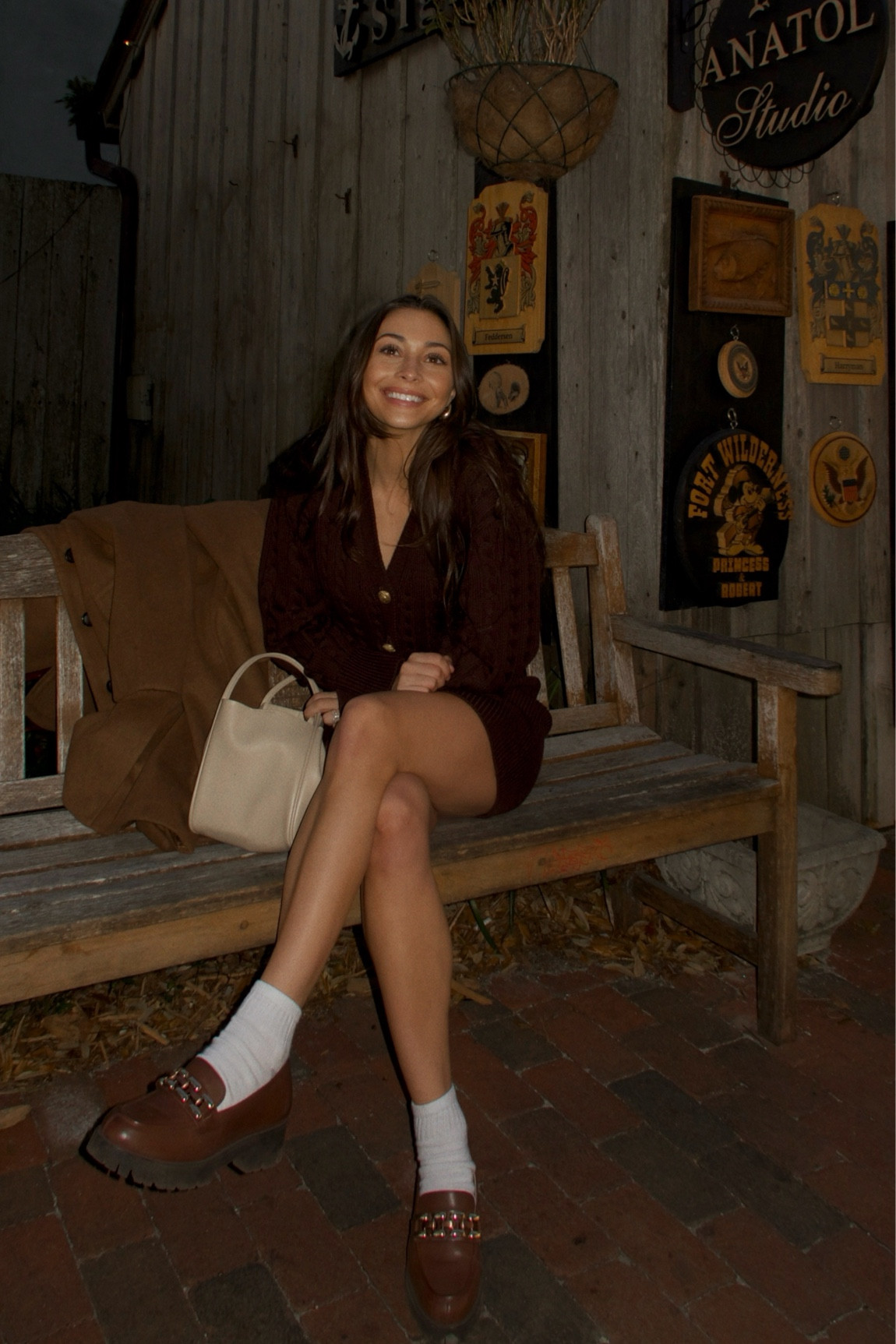 Favorite purse loafers and sweater dress 