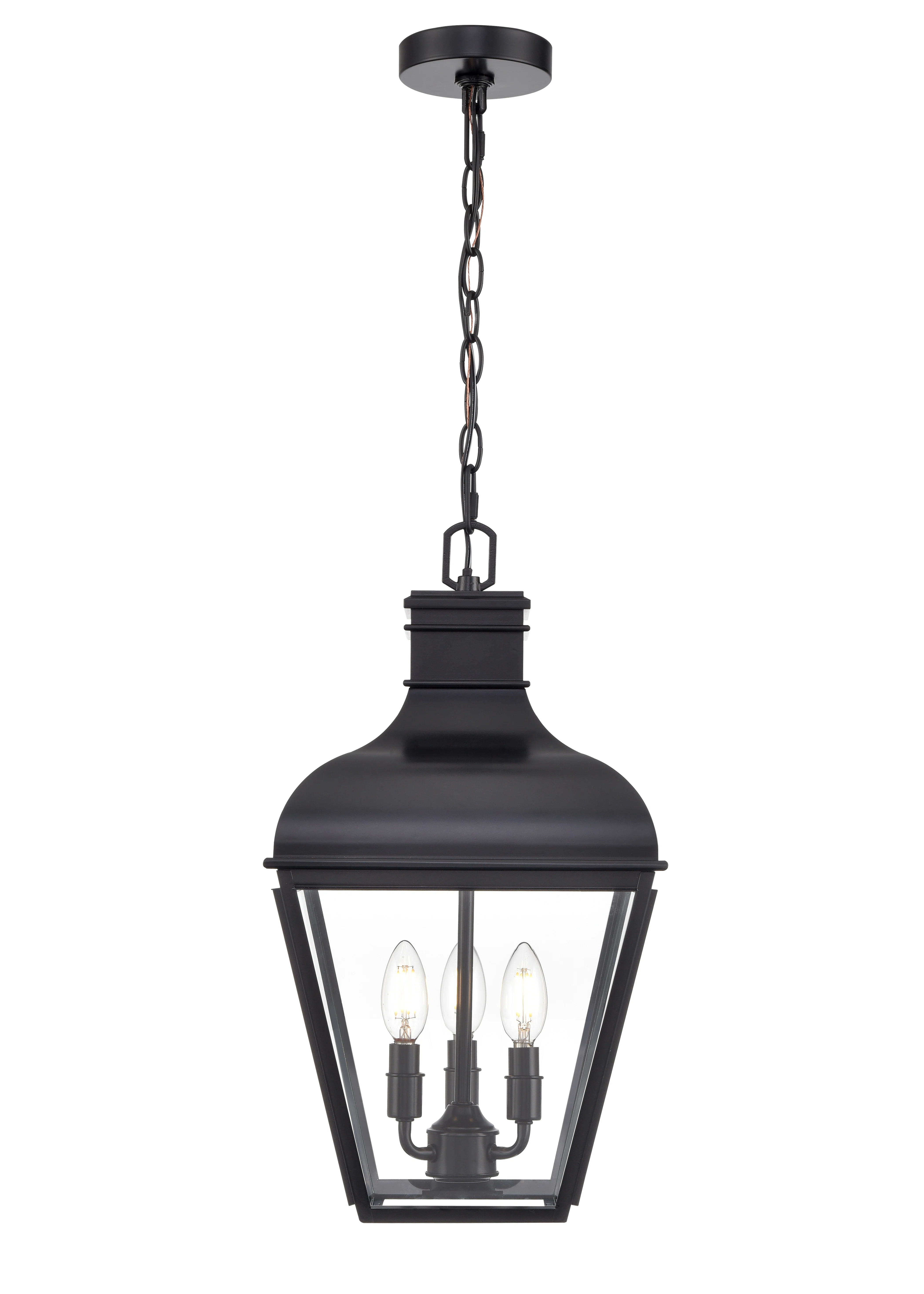 Edenton 11" Wide 3-Light Outdoor Hanging Pendant - Matte Black | Wayfair North America