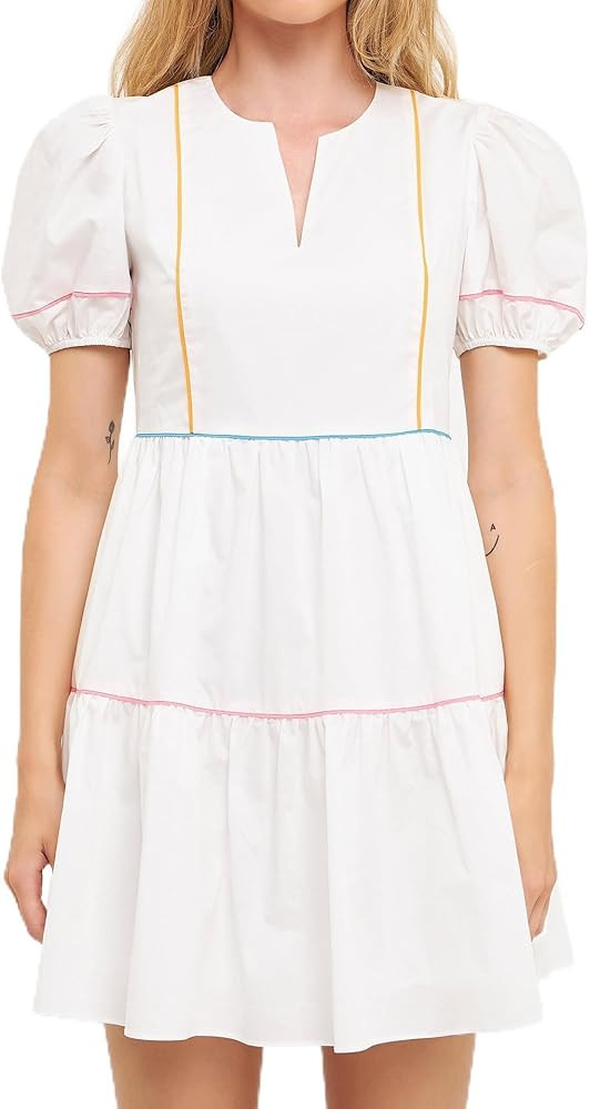 English Factory Piping Detailed Mini Dress | Amazon (US)