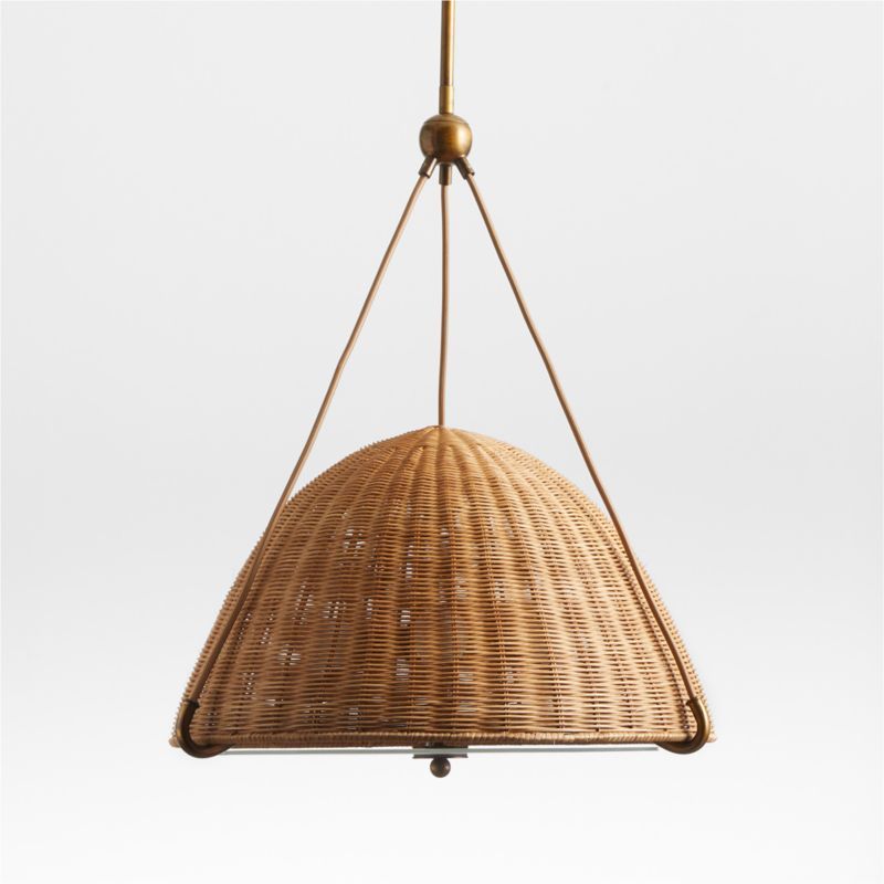 Harwich Medium Woven Rattan Dome Pendant Light by Jake Arnold | Crate & Barrel | Crate & Barrel