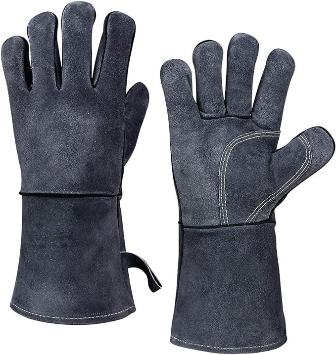 OZERO 932°F Heat Resistant Forge Welding Gloves 14 inches Cowhide Leather - Long Sleeve and Insu... | Amazon (US)
