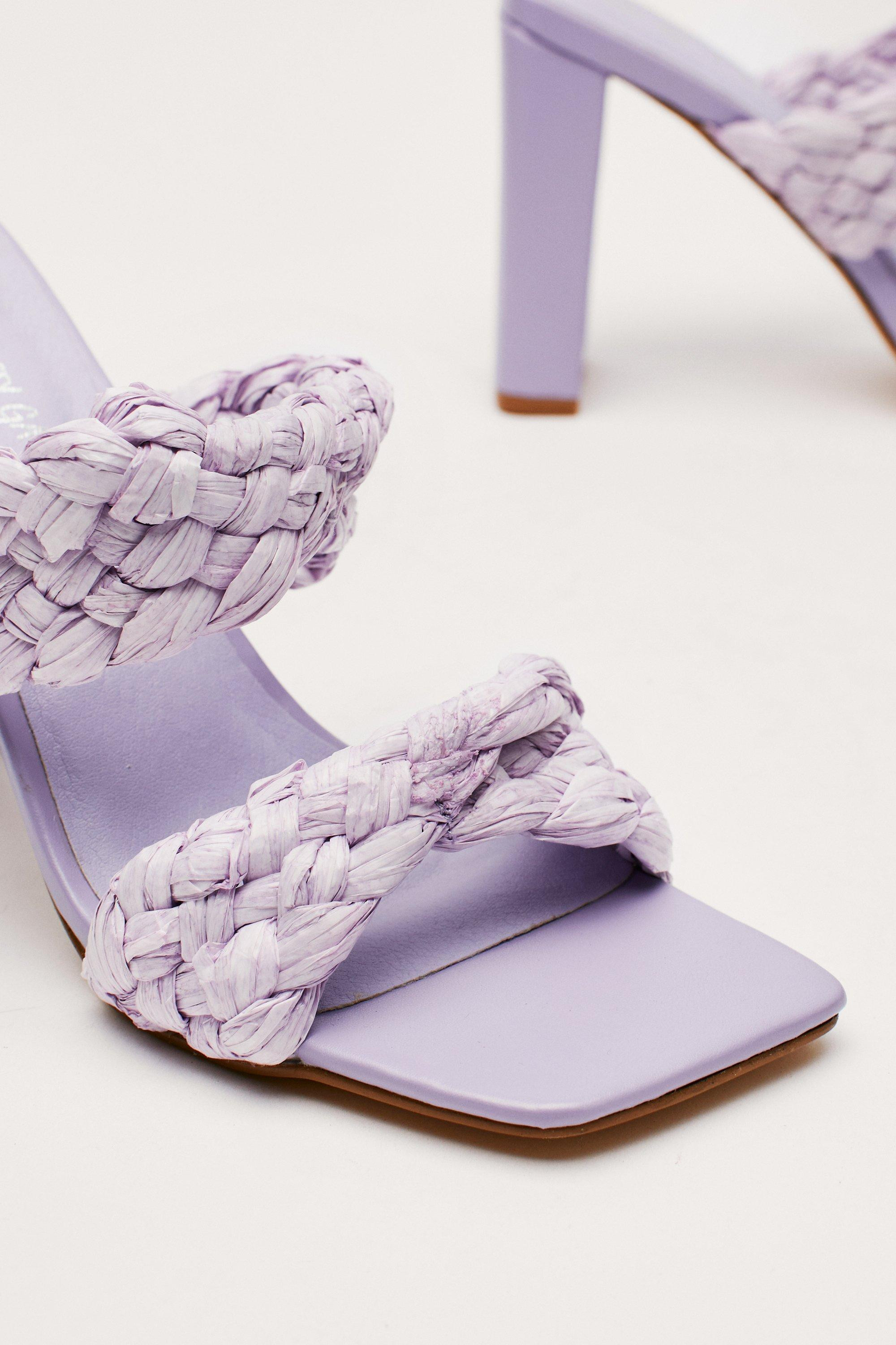 Raffia Double Strap Heeled Mules | Nasty Gal (US)