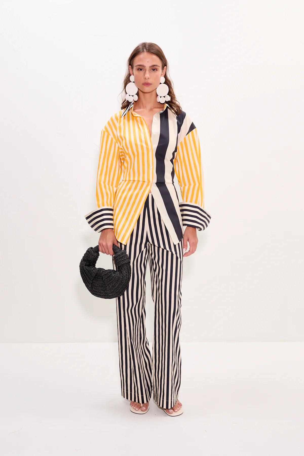 Loch Poplin Button Up in Sungold Stripe Combo | Simon Miller