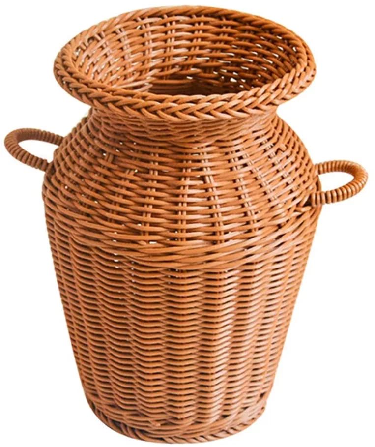Wicker Vase Rattan Woven Flower Basket Long Rustic Flower Arrangement Holder | Walmart (US)